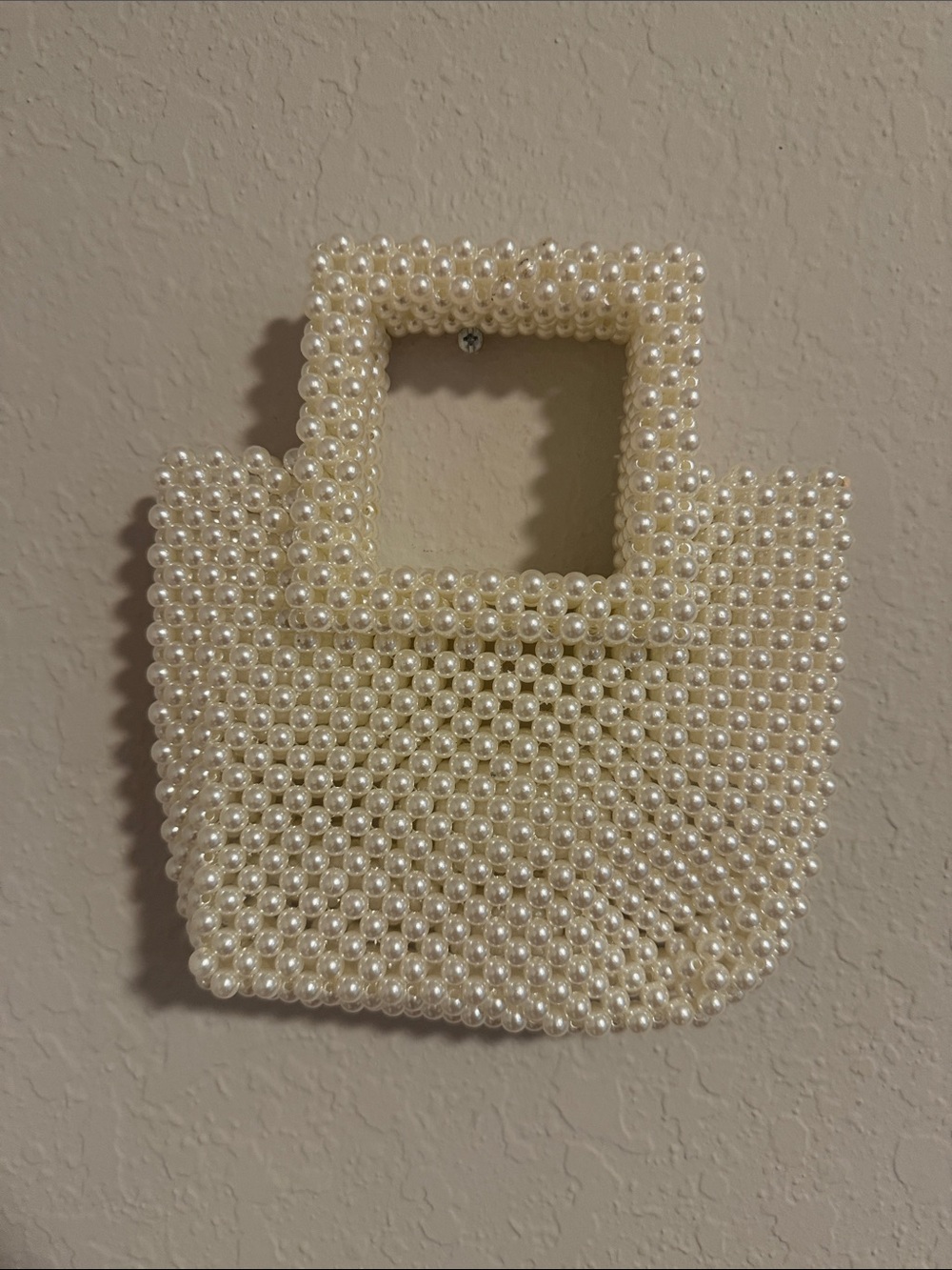 Pearl‎ Beaded Square Handle Tote - Cream - Picture 5 of 6